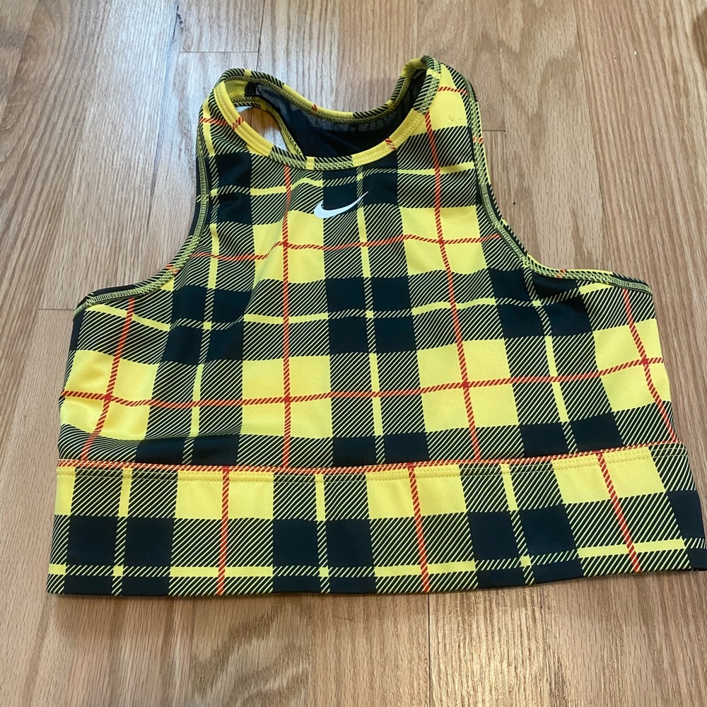 Yellow plaid Nike Sports Bra